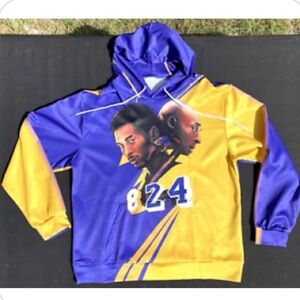 Men’s Kobe Bryant Purple & Gold 8/24 Black Mamba Pullover Hoodie Size XXL